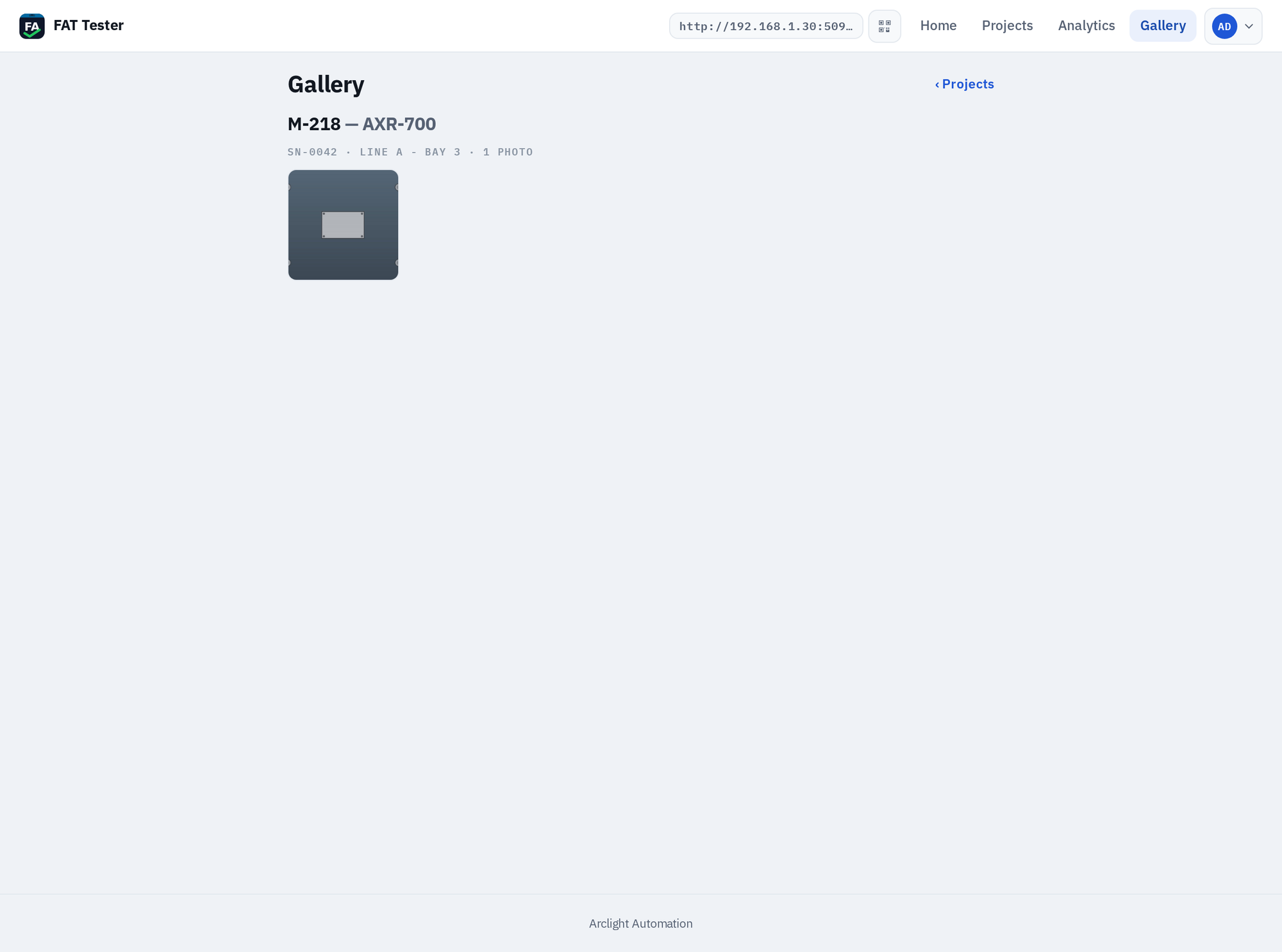 Photo gallery grouped by project and build